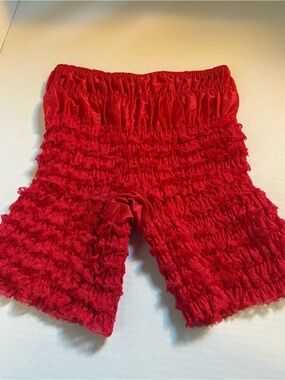 Vintage Red Ruffled Bloomer Shorts